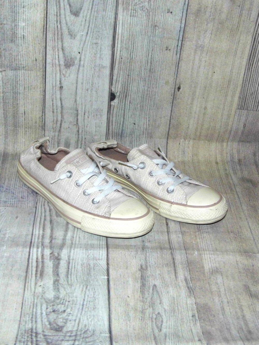 CONVERSE Chuck Taylor All Star Shoreline Taupe Stripe Sneakers Womens Size 8